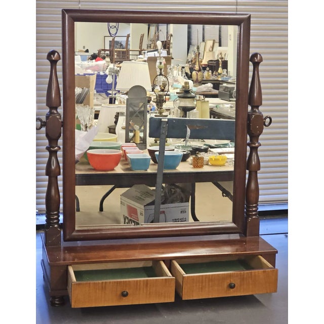 Mid Century George III Style Mahogany Two Drawer Dressing Table Mirror For Sale In Washington DC - Image 6 of 9