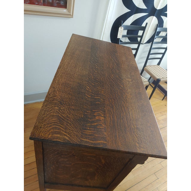 Wood Early 20th Century Diminutive Quarter Sawn Oak Buffet Sideboard For Sale - Image 7 of 12