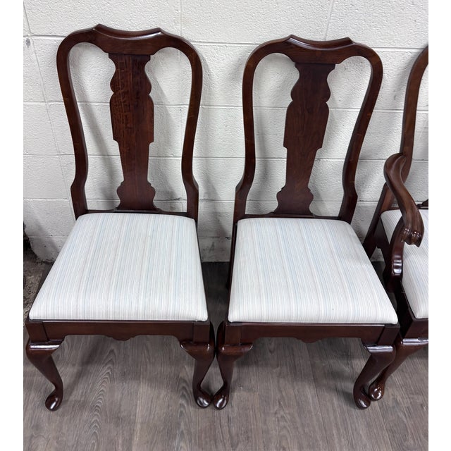 This is a gorgeous full set of six vintage Pennsylvania House Queen Anne dining chairs, including two armchairs and four...
