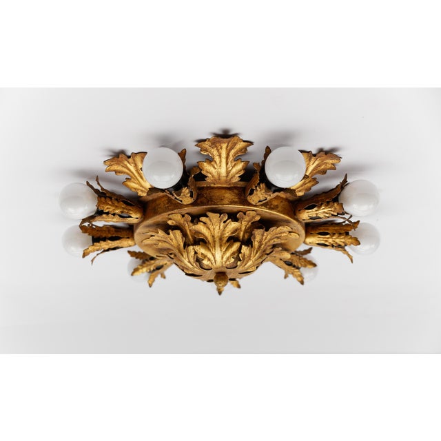 1960s Large Vintage Florentine Leaf Ceiling Lamp by Banci Firenze, 1960s For Sale - Image 5 of 12