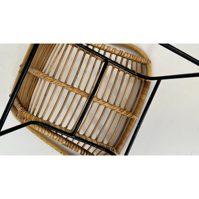 Black Vintage Wicker Rattan Chair, 1960s For Sale - Image 8 of 10