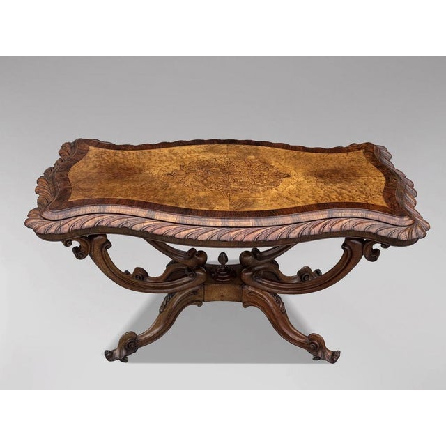 19th Century Victorian Burr Walnut Centre Table, 1850s For Sale - Image 12 of 14