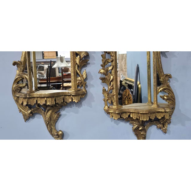 Chinese Chippendale Gilt Wall Mirrors, 1920, Set of 2 For Sale - Image 6 of 10