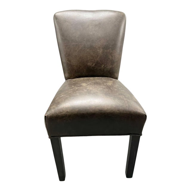 Arhaus Harman Brown Leather Side Chair For Sale