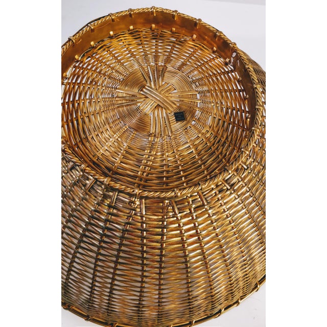 Vintage Brass Wire Round Serving Basket For Sale - Image 4 of 5