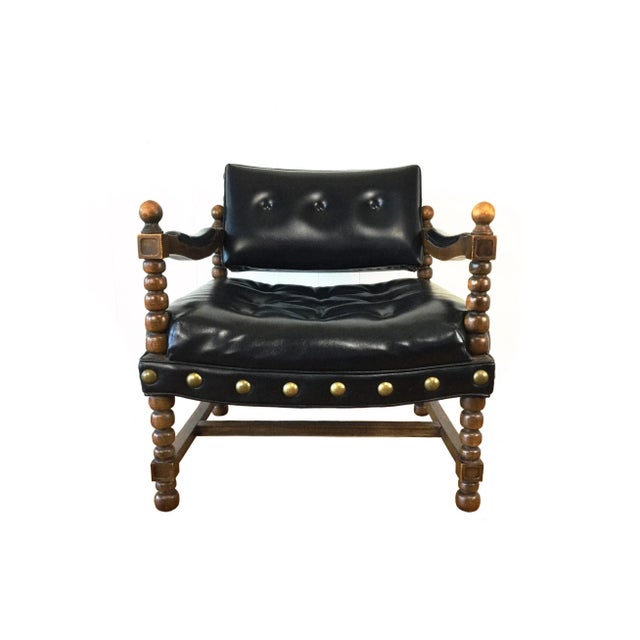 1950s Mid Century Extra Large Stud Lounge Chair For Sale - Image 5 of 9