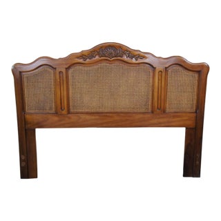 Dixie Drexel Wood Queen Headboard Mid Century French Provincial Cane Full For Sale