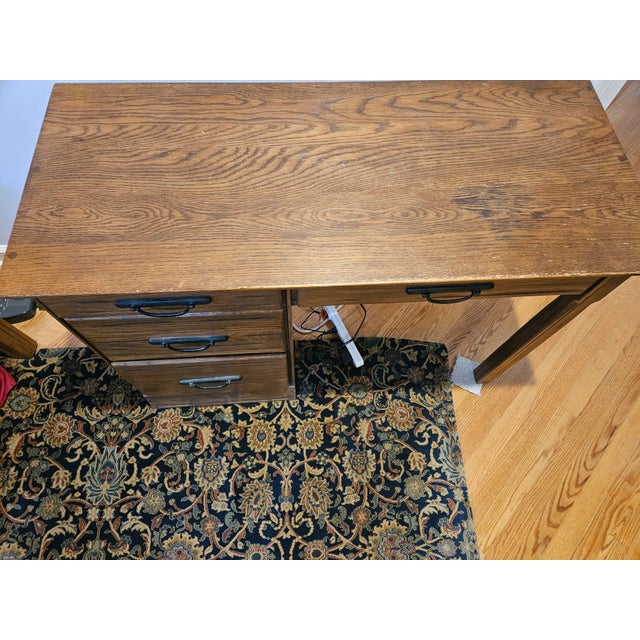 American Late 20th Century Ranch Oak Writing Desk and Chair For Sale - Image 3 of 6