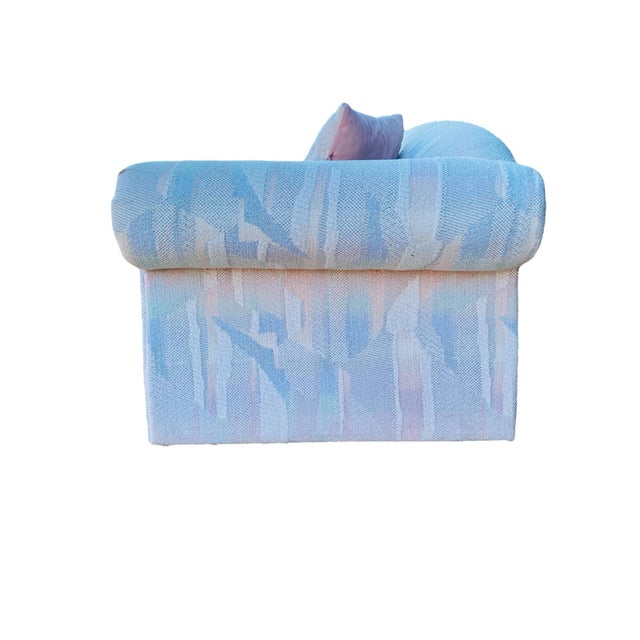 1990s Postmodern Parsons Style Pastel Rolled Arm Sofa For Sale - Image 9 of 12