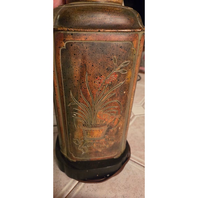 Vintage Frederick Cooper Chinoiserie Tea Canister Table Lamp With Bird & Floral Motifs For Sale - Image 11 of 11