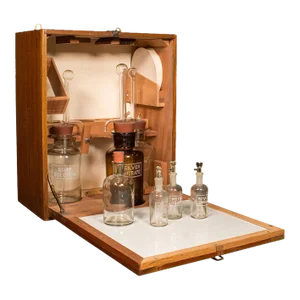 1950s Vintage English, Walnut Chemist's Dispensing Cabinet