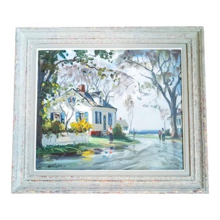 Mid-Century American Impressionist Painting of Rockford Mass by Paul Strisik n.A. For Sale