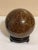Vintage 6.5” Brown Amber Marble Ball Sphere Orb on Lacquered Wood Stand For Sale - Image 11 of 12