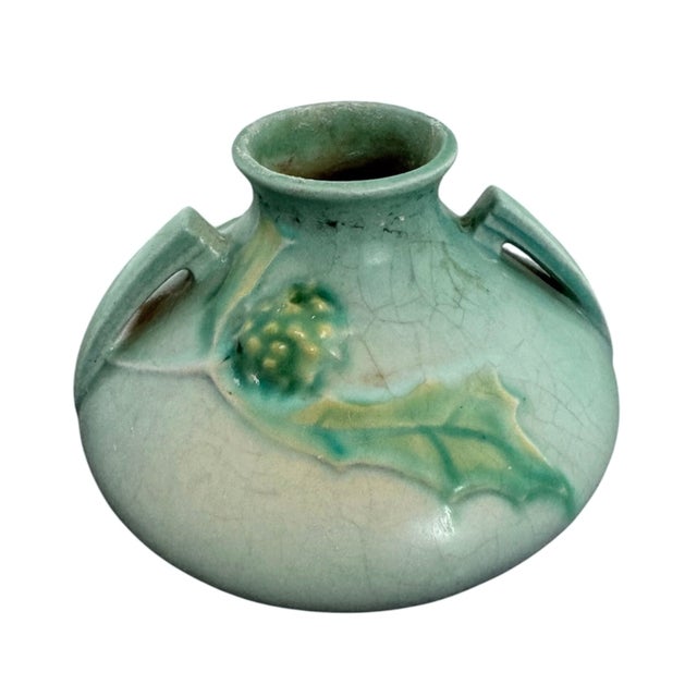 1930s 1937 "Thornapple" Squat Two-Handled Vase by Roseville For Sale - Image 5 of 13