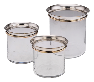 French Silver-Mounted Glass Ice Buckets & Champagne Cooler by Cartier, 1990s, Set of 3