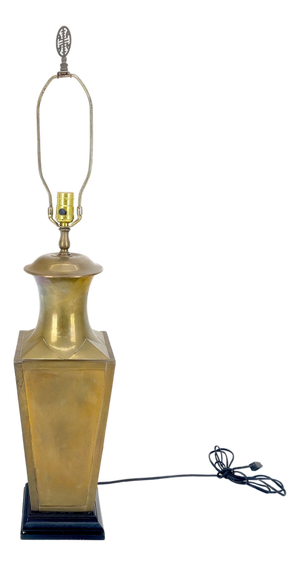 Brass Tin Forged Table Lamp Square Cup Vase Shape MINT