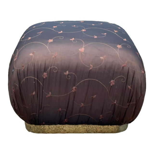 1990s Karl Springer Style Pouf Ottoman For Sale
