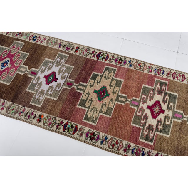 Brown Oushak Vintage Anatolian Hallway Runner For Sale - Image 8 of 10