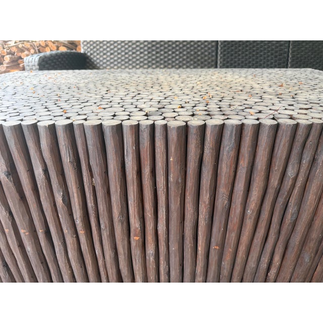 Rustic Rustic Log Mosaic Coffee Table – Solid Peeled-Log Construction, 5’ X 3’ For Sale - Image 3 of 5