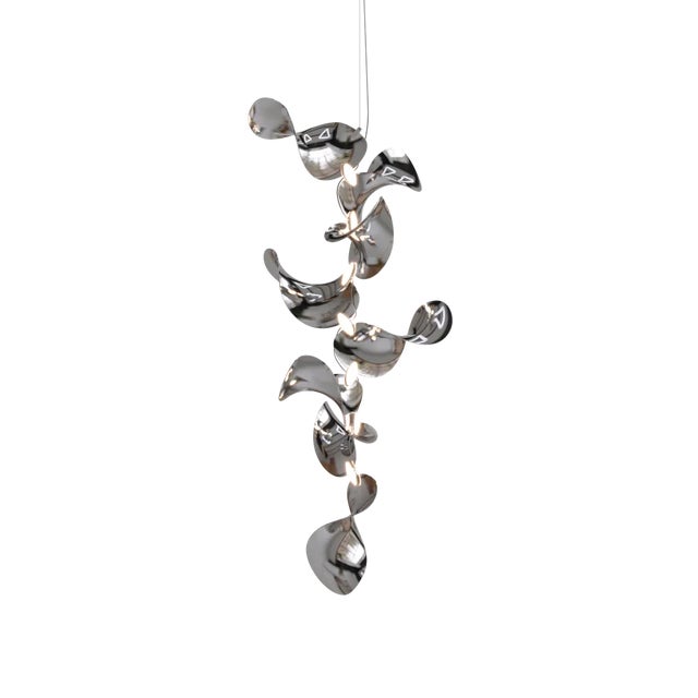 Silver Dune 8 Vertical Cluster Light with Silver Polished Shades by Daniel Becker For Sale - Image 8 of 8