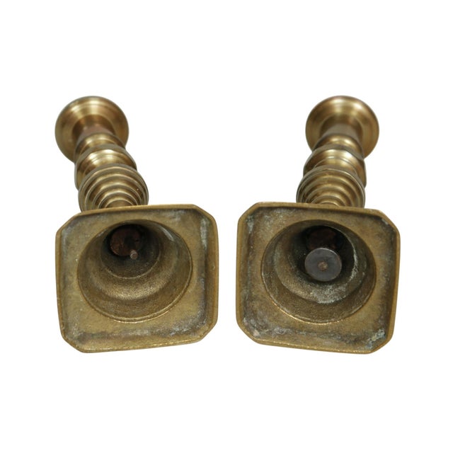 Brass Beehive Candlestick Holders, a Pair For Sale - Image 4 of 4