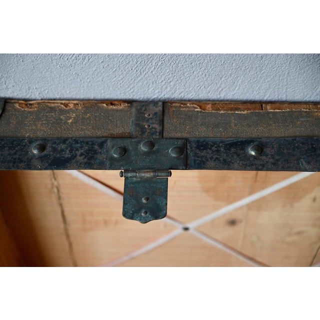 Large Antique Bohemian Wooden and Canvas Travel Trunk, 1920s For Sale - Image 12 of 18