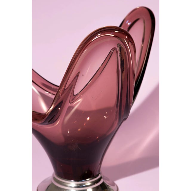 Mid-Century Modern Vintage 1960s - 70s Purple Art Glass Centerpiece For Sale - Image 3 of 10