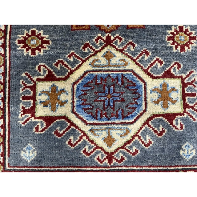 Charcoal Gray and Cream Kazak Wool Runner Rug With Tribal Motifs, 2'8" X 6'8" For Sale - Image 11 of 18