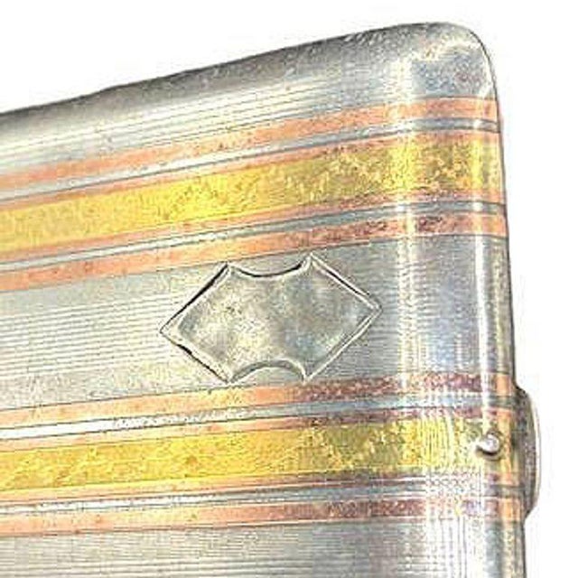 Silver 1930s Sterling Silver Art Deco Cigarette Case W/ 18k Gold Inlay by Marathon For Sale - Image 8 of 11