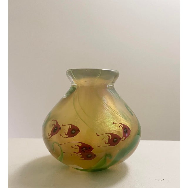 David Salazar Lundberg Studios Collectible Vase. Rainbow Art Glass. Signed. 1976. Number on the back of the base -...