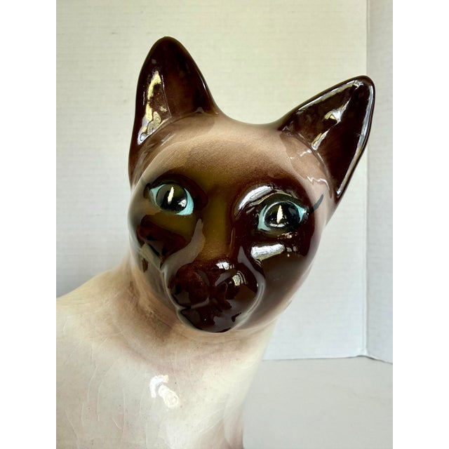 Mid-Century Modern Mid-Century Figurative Siamese Cat Ceramic Planter Cachepot For Sale - Image 3 of 12