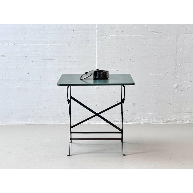 Black Vintage Folding Table in Metal with Cast Iron Frames, 1950s For Sale - Image 8 of 16