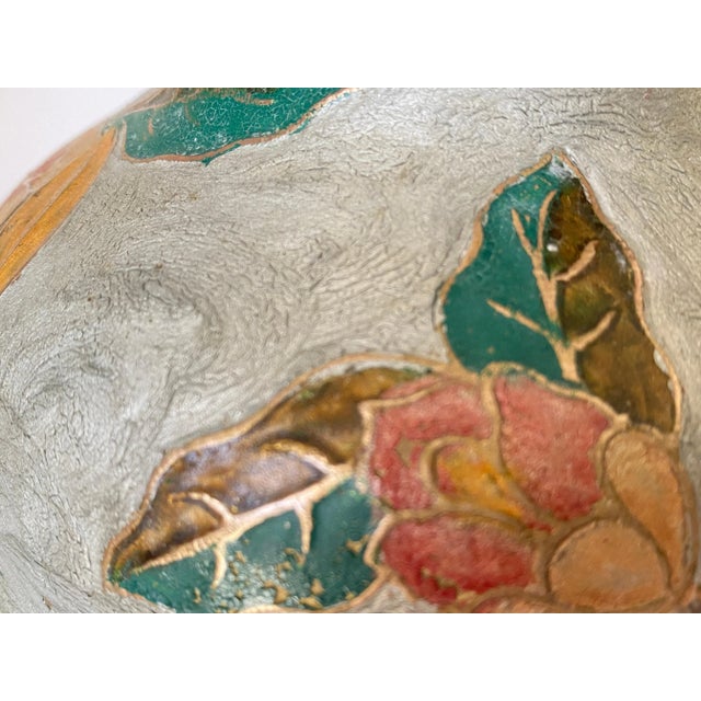 20th Century Art Deco Cloisoné Vase with Colored Flowers Pattern, France, 1940s For Sale - Image 6 of 10