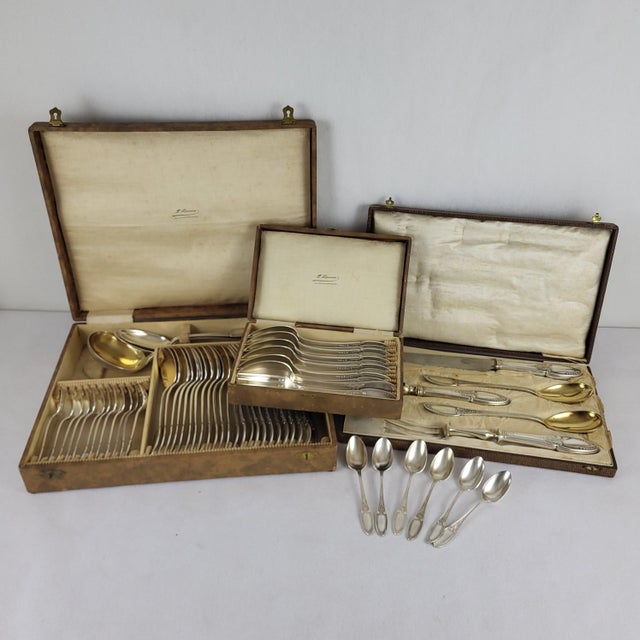 61-Piece Cutlery Set in Silver-Plated Metal from Maison Ercuis, Set of 61 For Sale - Image 14 of 14