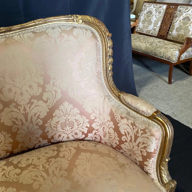 Giltwood & Rose Damask Sofa From Salon Suite For Sale - Image 12 of 12