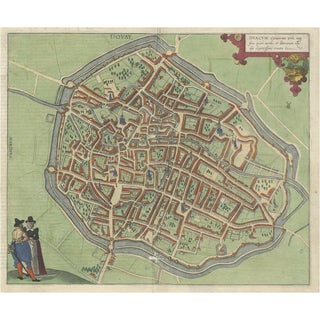 Antique Map of the City of Douai in France, 1575 For Sale