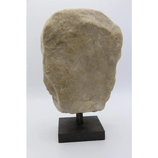Head in Antique Style, 1800s, Carrara Marble For Sale - Image 4 of 8