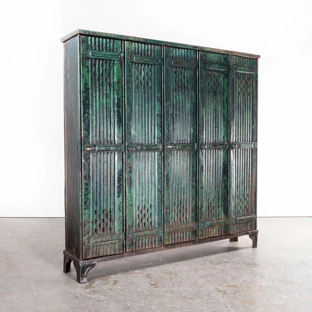 Green Five Door Locker by Strafor for Forge De Strasbourg, 1930s For Sale - Image 15 of 16