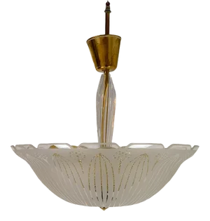 Large Swedish Textured Glass Ceiling Lamp by Carl Fagerlund for Orrefors, 1950s