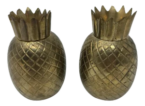 Vintage Brass Pineapple Salt and Pepper Shakers