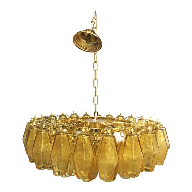Poliedro Murano Glass Green Chandelier with Gold Metal from Simoeng For Sale - Image 10 of 11