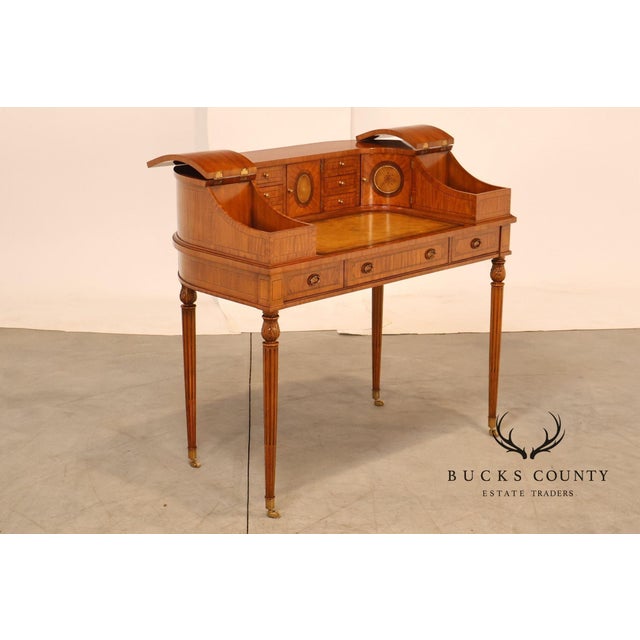 Maitland Smith Regency Style Satinwood Carlton House Writing Desk For Sale - Image 18 of 18