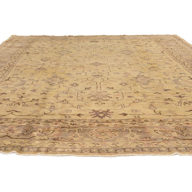 Traditional Late 19th Century Antique Turkish Oushak Rug - 11'04 X 14'07 For Sale - Image 3 of 9