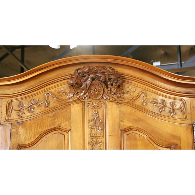 French 18th Century French Louis XV Carved Walnut Wedding Armoire From Provence For Sale - Image 3 of 18