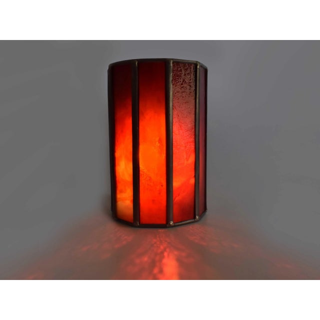 Glass Late 20th Century Handmade Stained Red Glass Candle Holder Hurricane Shade Cover For Sale - Image 7 of 8