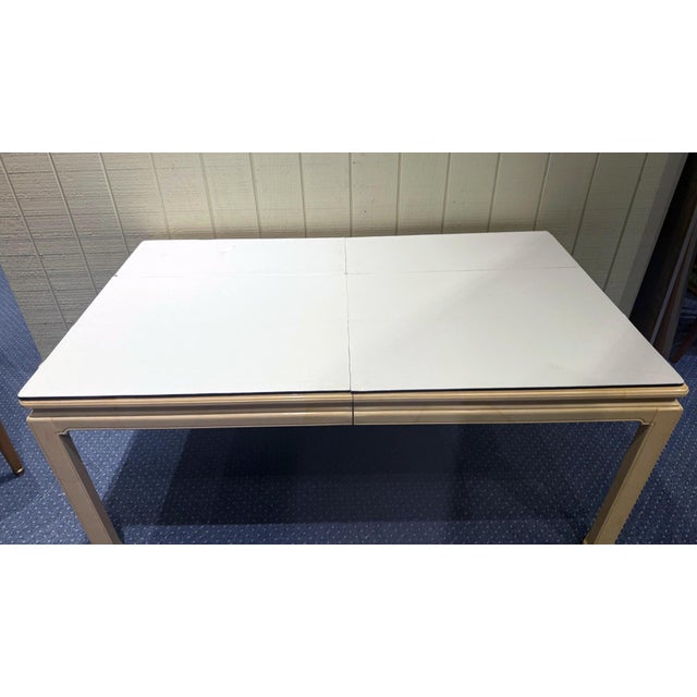 1970s Vintage Henredon Faux Goatskin Dining Table With Two Leaves For Sale In Boston - Image 6 of 11