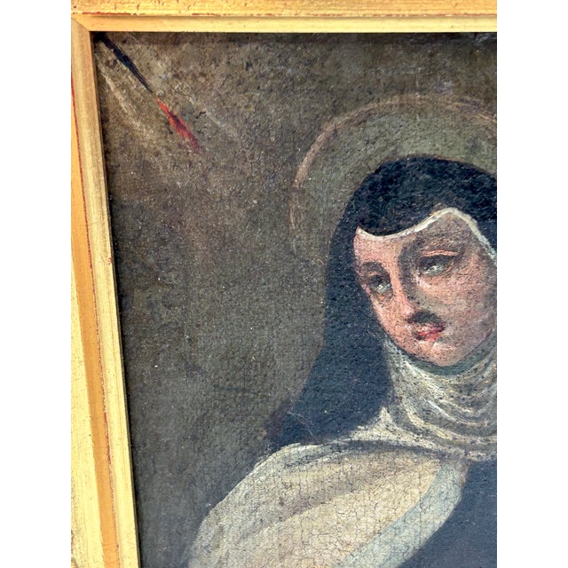 Late 18th Century Late 19th-Century Spanish Colonial School Painting Portrait of Saint Teresa of Ávila For Sale - Image 5 of 18
