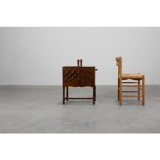 Mid-Century Modern French Wooden Sewing Box with Cantilever Design, 1920s For Sale - Image 3 of 13