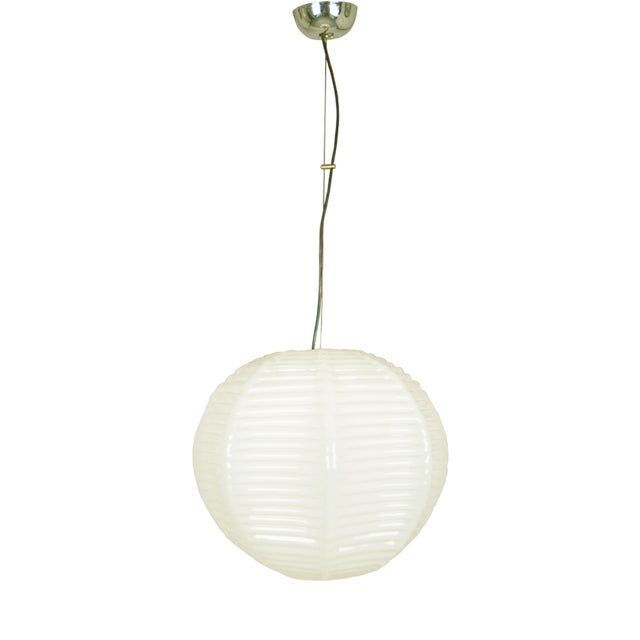 Italian Handmade Ivory Murano Glass Pendant Lamp from Barovier & Toso, 1960s For Sale
