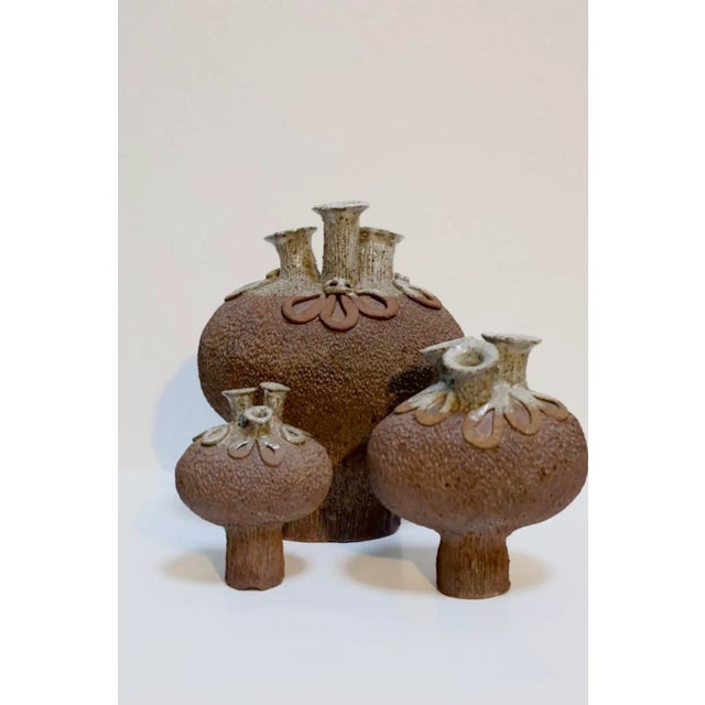 Mid 20th Century Studio Pottery Sculpted Vessels by Ken Stevens - Set of 3 For Sale - Image 13 of 13